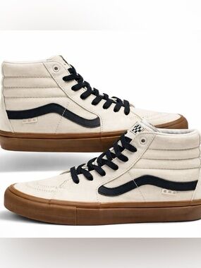 Vans Sk8-Hi in Birch/Gum with Navy Blue Accents Men’s 7 / Women’s 8.5